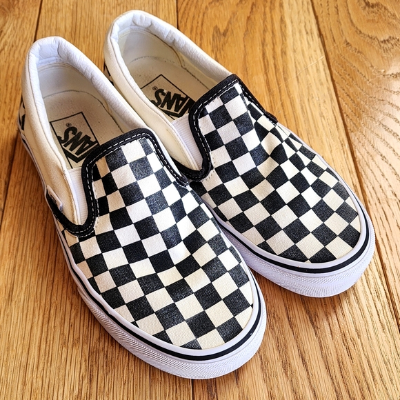 Vans Black and White Checkered Slip-On Sneakers - Picture 1 of 6
